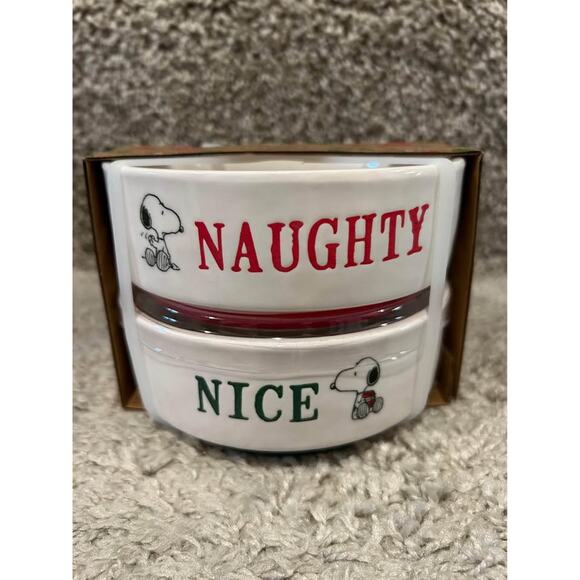 Rae Dunn Peanuts Snoopy Ceramic Bowls - Naughty & Nice - BRAND NEW - Picture 1 of 4
